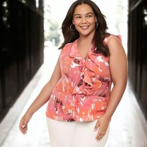 Lane Bryant sleeveless flowered blouse